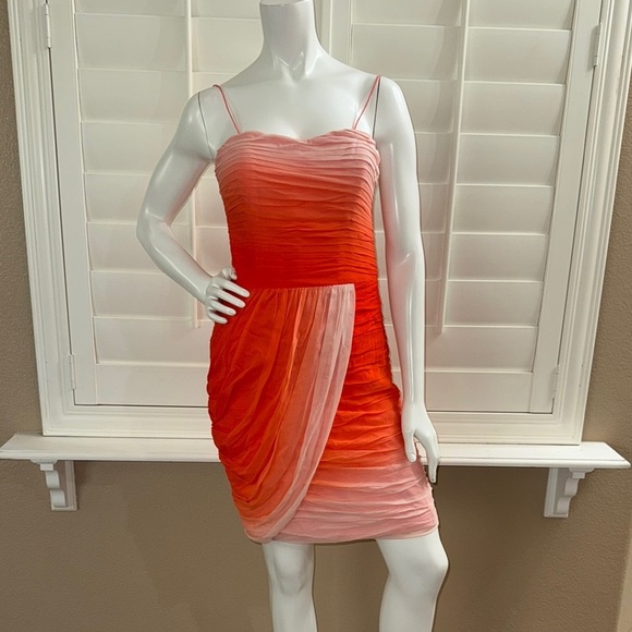 Erin Fetherston Valarie Orange Ombre Silk Mini Dress - Picture 1 of 9